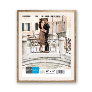 Hauz FRM0134 - 11x14 Cadre de Photo Style Bois Vieillis & Bordure Blanche - Simple Boutique