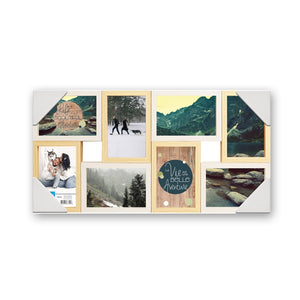 Hauz FRM7128 - 8 Images 4x6 Cadre de Photos Flottant Collage Blanc & Style Bois Pâle - Simple Boutique