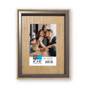 Hauz FRM7401 - 4x6 Cadre de Photo Style Bois Pâle Avec Bordure Grise - Simple Boutique