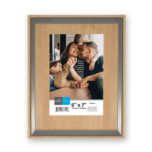 Hauz FRM7418 - 5x7 Cadre de Photo Style Bois Pâle Avec Bordure Grise - Simple Boutique