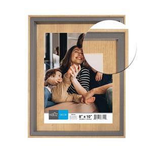 Hauz FRM7425 - 8x10 Cadre de Photo Style Bois Pâle Avec Bordure Grise - Simple Boutique