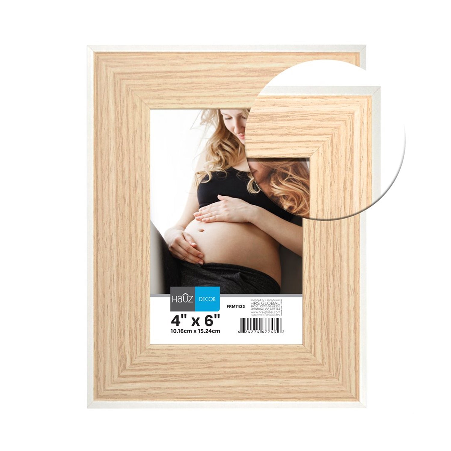 Hauz FRM7432 - 4x6 Cadre de Photo Style Bois Pâle Avec Bordure Blanche - Simple Boutique