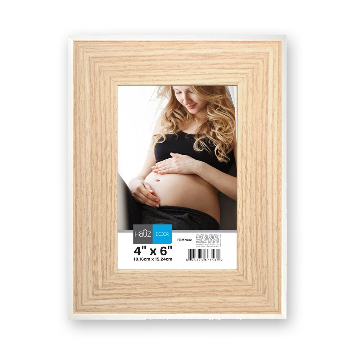 Hauz FRM7432 - 4x6 Cadre de Photo Style Bois Pâle Avec Bordure Blanche - Simple Boutique