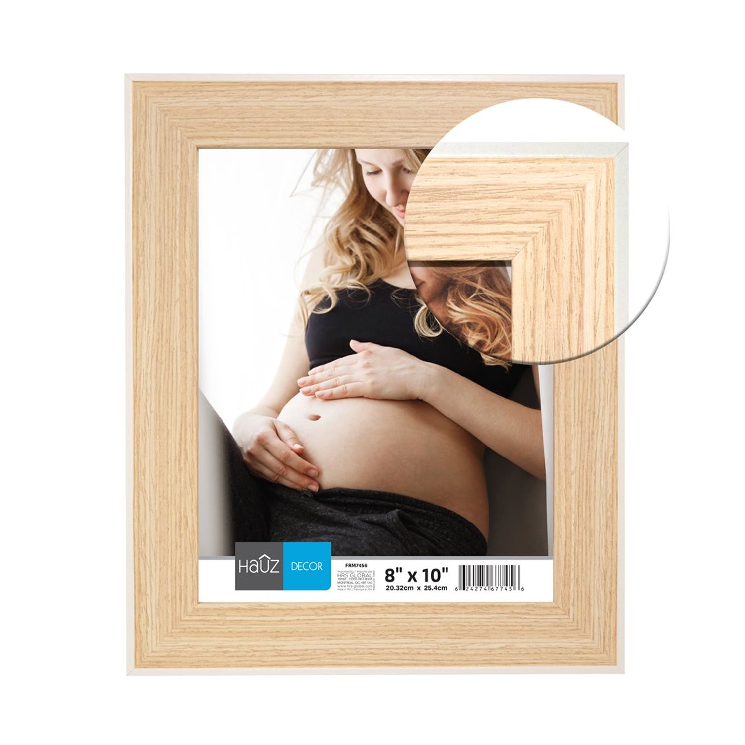 Hauz FRM7456 - 8x10 Cadre de Photo Style Bois Pâle Avec Bordure Blanche - Simple Boutique