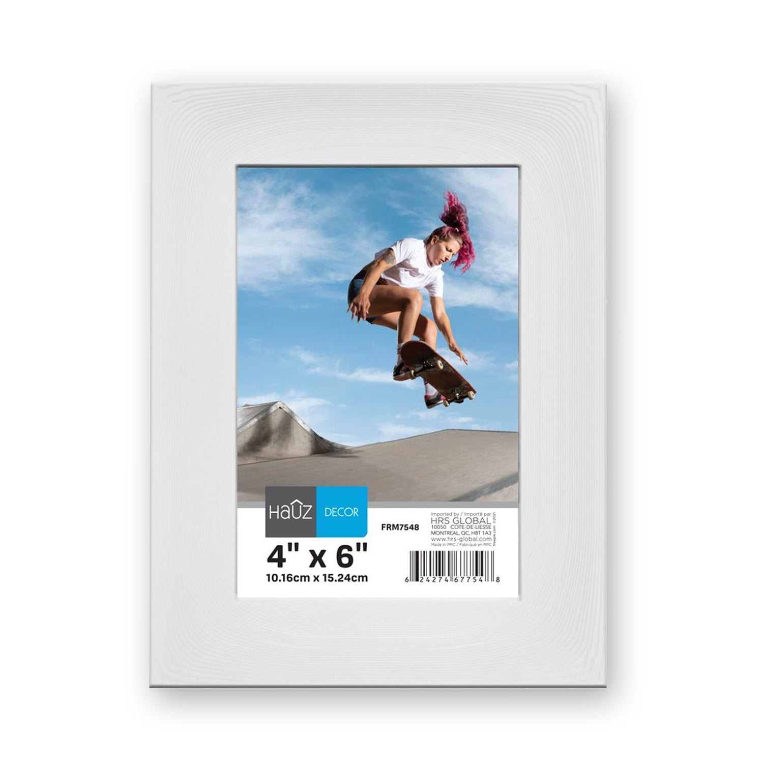 Hauz FRM7548 - 4x6 Cadre de Photo Courbé Blanc Texture Bois - Simple Boutique