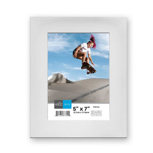Hauz FRM7555 - 5x7 Cadre de Photo Courbé Blanc Texture Bois - Simple Boutique