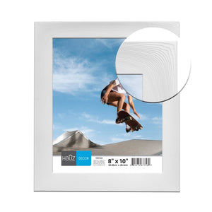 Hauz FRM7562 - 8x10 Cadre de Photo Courbé Blanc Texture Bois - Simple Boutique