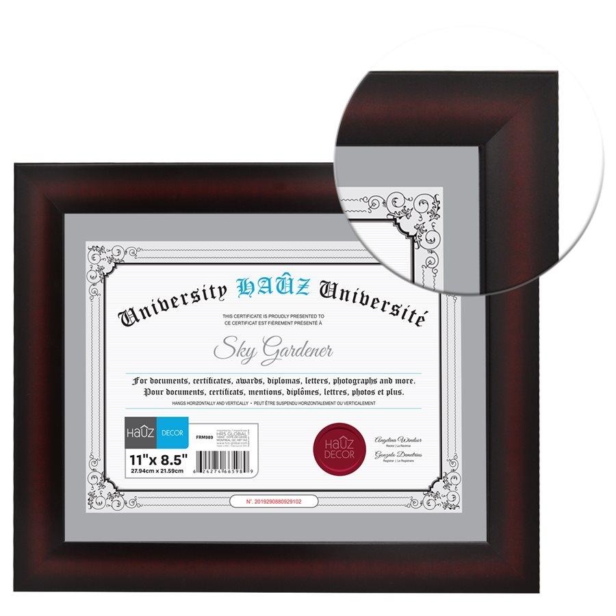 Hauz FRM989 Cadre pour Photo ou Document 8.5X11'', Marron - Simple Boutique
