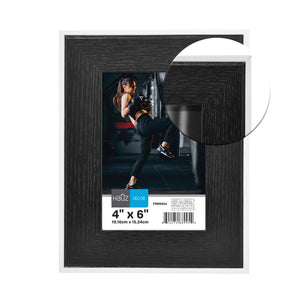 Hauz FRM9954 - 4x6 Cadre de Photo Noir Style Bois Avec Bordure Blanche - Simple Boutique