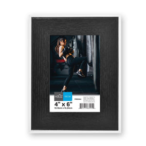 Hauz FRM9954 - 4x6 Cadre de Photo Noir Style Bois Avec Bordure Blanche - Simple Boutique