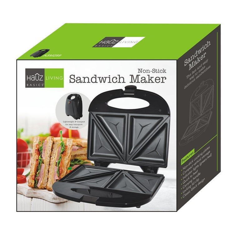 Hauz - Grill à Sandwich Antiadhésif, Léger et Compact, Noir - Simple Boutique