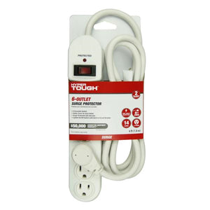 Hyper Tough - Protecteur de Surtension à 6 Prises, 900 Joules, Câble de 6 Pieds, Blanc - Simple Boutique