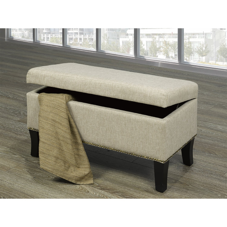 IFDC - Banc Rembourré avec Rangement, 32''x16''x18'', Tissus Beige - Simple Boutique