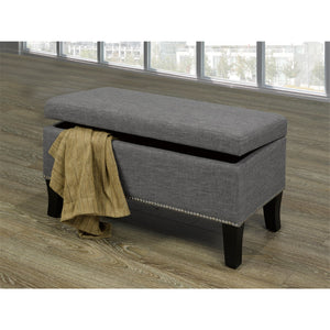 IFDC - Banc Rembourré avec Rangement, 32''x16''x18'', Tissus Gris - Simple Boutique