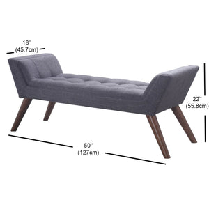 IFDC - Banc d'appoint Rembourré en Tissu, 50" x 18" x 22", Gris - Simple Boutique
