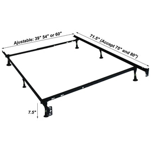 IFDC - Base de lit en métal robuste avec pattes pour Lit Simple, Double ou Queen Largeur Ajustable 39", 54", 60" - Simple Boutique