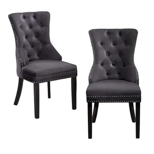 IFDC - Chaises de Salle à Manger en Velour, 21'' x 23'' x 40'', Ensemble de 2, Gris - Simple Boutique