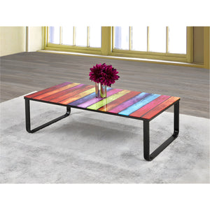 IFDC - Table à Café avec Dessus en Verre et Base en Métal, 22''x41''x13'', Multicolore - Simple Boutique