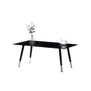 IFDC - Table à Café avec Dessus en Verre et Base en Métal, 44''x22''x18'', Motif Marbre Noir - Simple Boutique