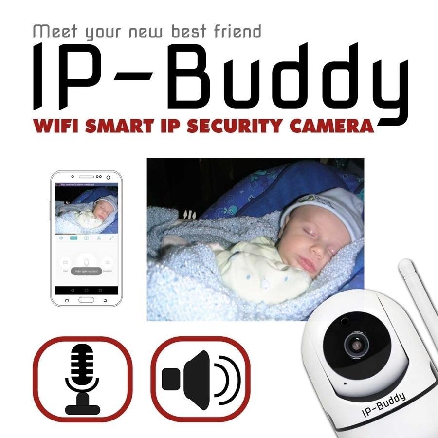 IP-Buddy 90869 Caméra IP avec Suivi de Mouvement, Wi-Fi, Carte SD, Infrarouge, 2 MP, 1080P, Stockage en Ligne, Rotation 355 Degrée, pour l'intérieur, Blanc - Simple Boutique