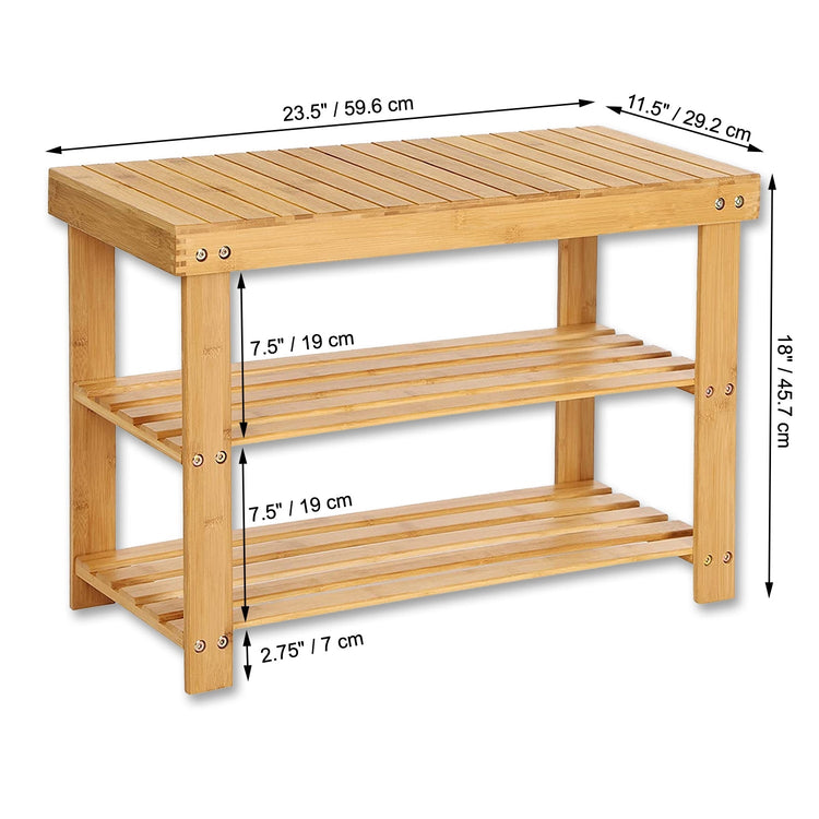 ITY International - Banc en Bambou avec Rangement pour Chaussures, 11.5"x23.5"x18", Brun - Simple Boutique