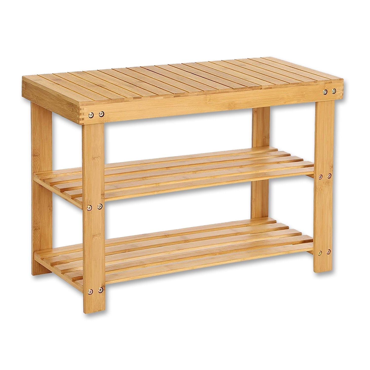 ITY International - Banc en Bambou avec Rangement pour Chaussures, 11.5"x23.5"x18", Brun - Simple Boutique