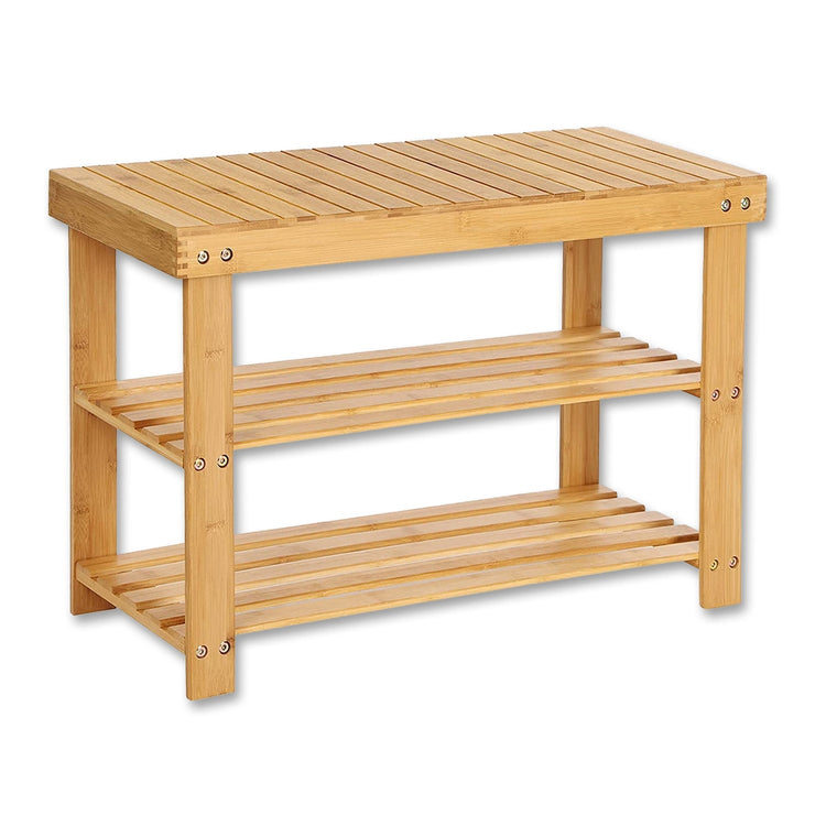 ITY International - Banc en Bambou avec Rangement pour Chaussures, 11.5"x23.5"x18", Brun - Simple Boutique