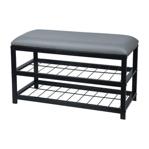 ITY International - Banc en Métal avec Rangement pour Chaussures, Fabriqué en Métal, 31.5"x17.7"x11.8", Gris - Simple Boutique