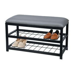 ITY International - Banc en Métal avec Rangement pour Chaussures, Fabriqué en Métal, 31.5"x17.7"x11.8", Gris - Simple Boutique