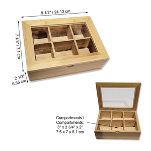 ITY International - Boite de Rangement à 6 Compartiments pour Thé, Bijoux, Article de Bricolage, Etc, Fabriqué en Bambou - Simple Boutique