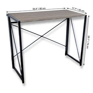 ITY International - Bureau D'écriture Pliable, 35.4" x 17.7"x29.1", Noir et Gris Taupe - Simple Boutique