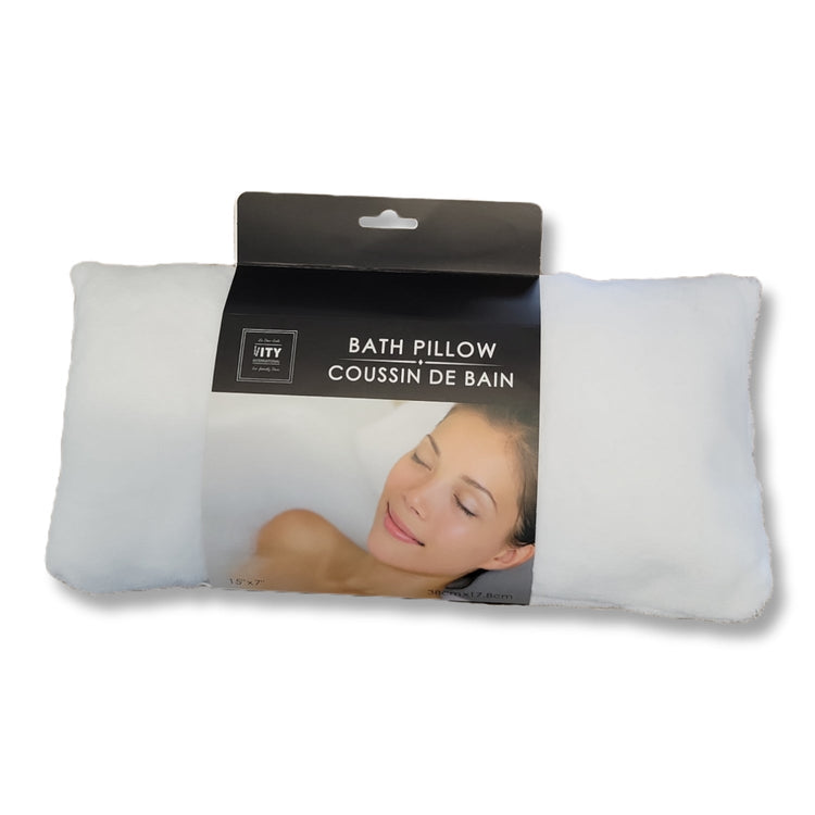 ITY International - Coussin pour le Bain de Luxe, 15" x 7", Blanc - Simple Boutique