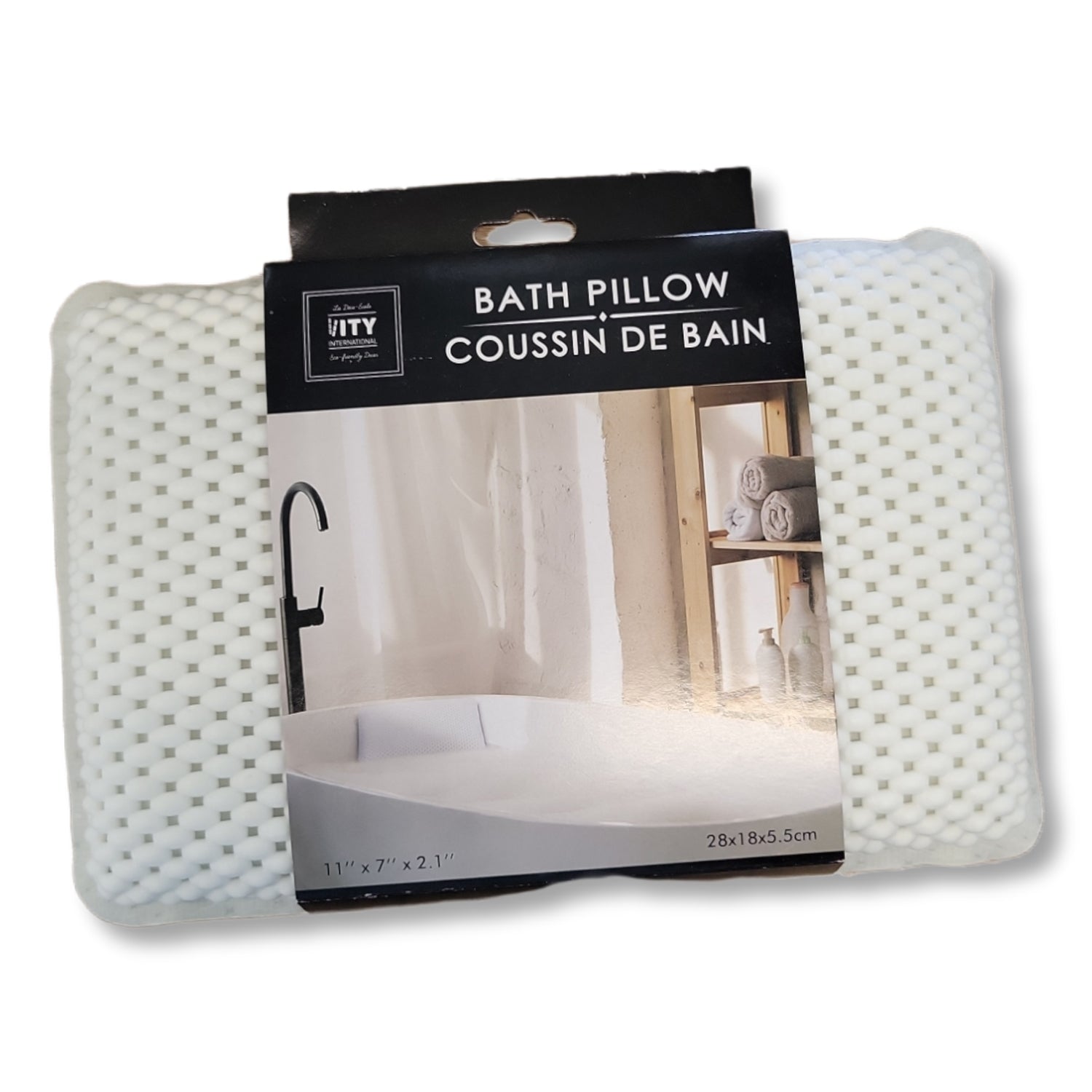 ITY International - Coussin pour le Bain,11" x 7" x 2.1", Blanc - Simple Boutique