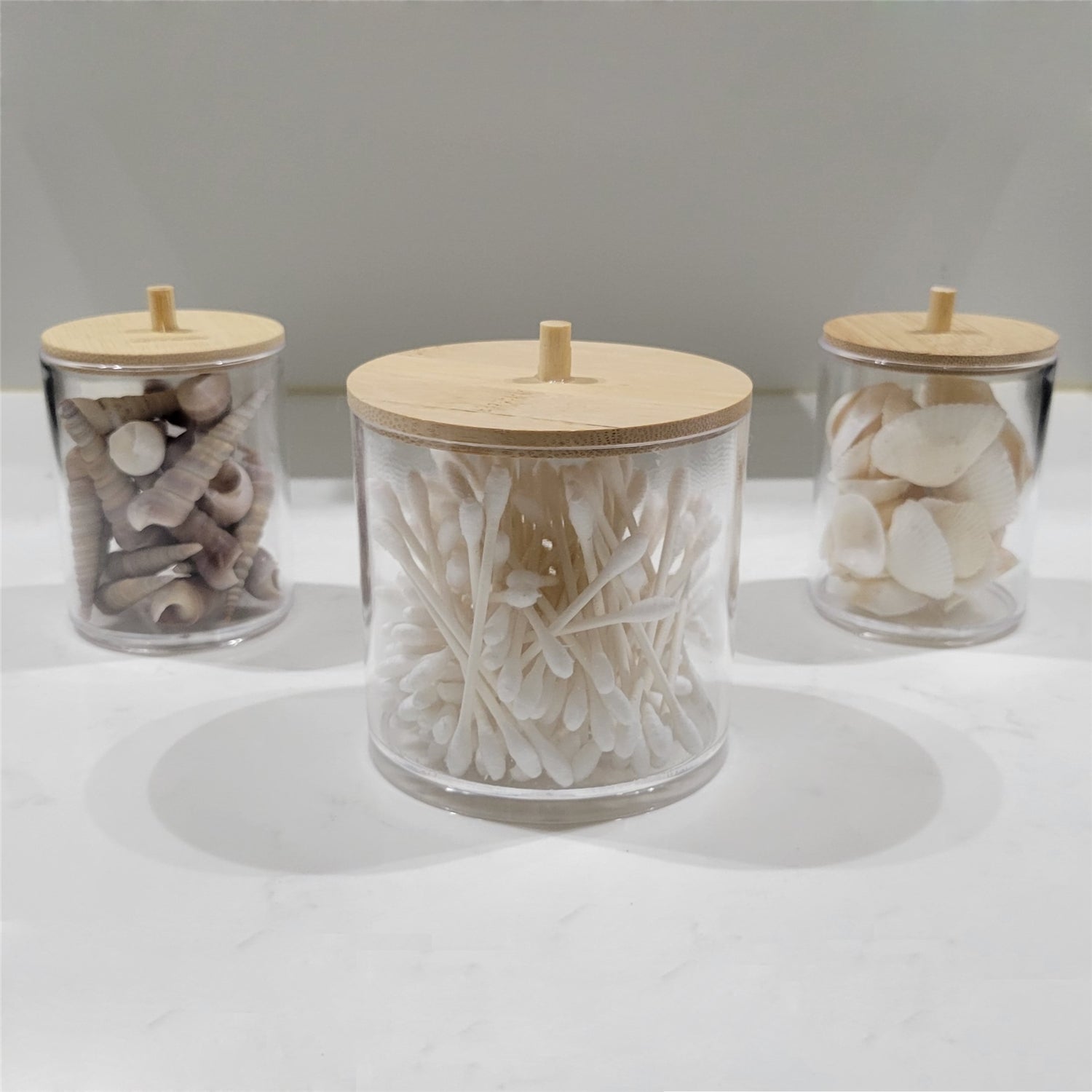 ITY International - Ensemble de 1 Grand et 2 Petits Pot de Rangement avec Couvercle en Bambou - Simple Boutique