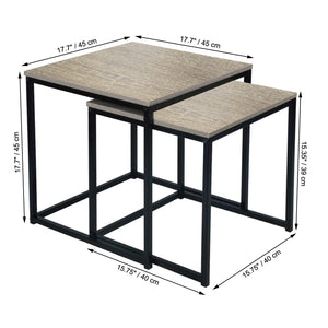 ITY International - Ensemble de 2 Tables Gigognes Basses en MDF et en Métal, Noir et Gris Taupe - Simple Boutique