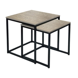 ITY International - Ensemble de 2 Tables Gigognes Basses en MDF et en Métal, Noir et Gris Taupe - Simple Boutique