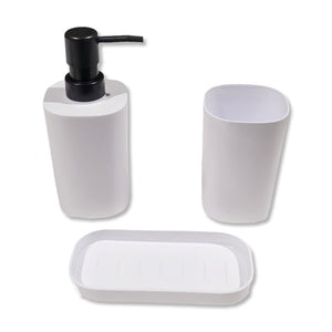 ITY International - Ensemble de 3 Morceaux d'accessoires pour Salle de Bain, Fabriqué en Plastique, Blanc - Simple Boutique