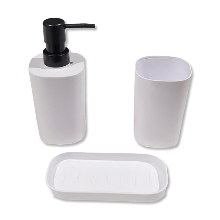 ITY International - Ensemble de 3 Morceaux d'accessoires pour Salle de Bain, Fabriqué en Plastique, Blanc - Simple Boutique