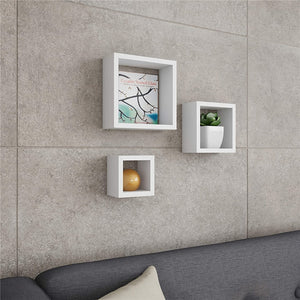 ITY International - Ensemble de 3 Tablettes En Bois Carré, Blanc - Simple Boutique