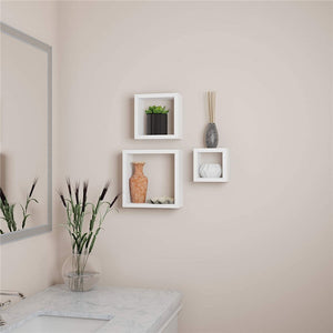 ITY International - Ensemble de 3 Tablettes En Bois Carré, Blanc - Simple Boutique