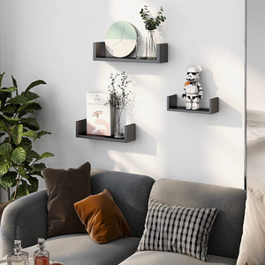 ITY International - Ensemble de 3 Tablettes Murales en Bois, Noir - Simple Boutique
