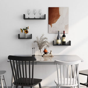 ITY International - Ensemble de 3 Tablettes Murales en Bois, Noir - Simple Boutique