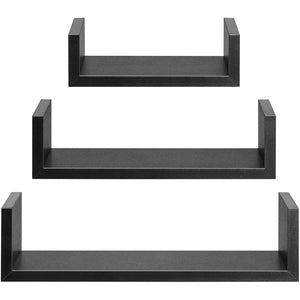 ITY International - Ensemble de 3 Tablettes Murales en Bois, Noir - Simple Boutique