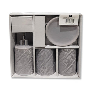ITY International - Ensemble de 4 Morceaux d'accessoires pour Salle de Bain, Fabriqué en Céramique, Gris - Simple Boutique