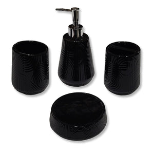 ITY International - Ensemble de 4 Morceaux d'accessoires pour Salle de Bain, Fabriqué en Céramique, Noir - Simple Boutique