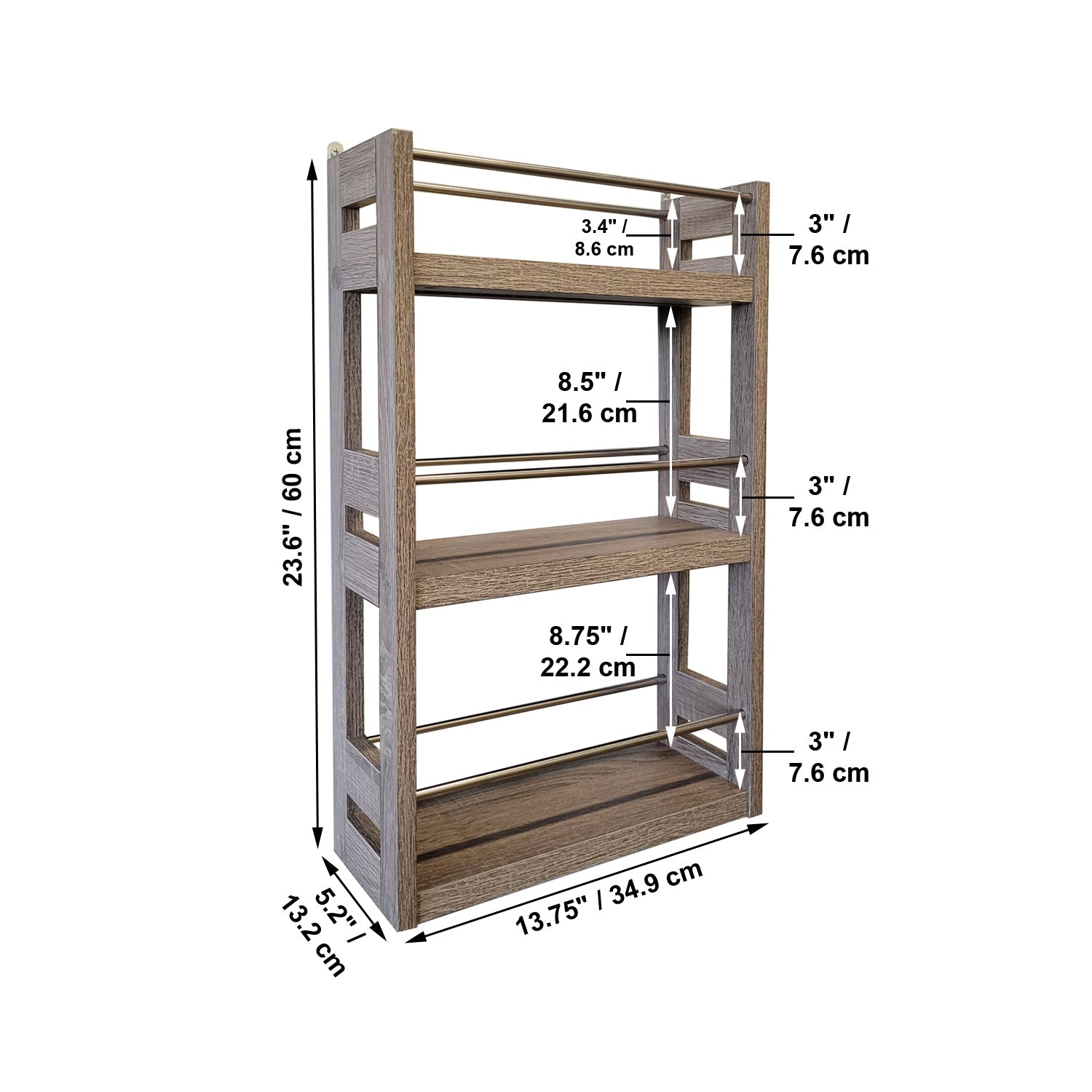 ITY International - Étagère Murale à 2 Étages en MDF, 23.6" x 13.75" x 5.2", Gris Taupe - Simple Boutique
