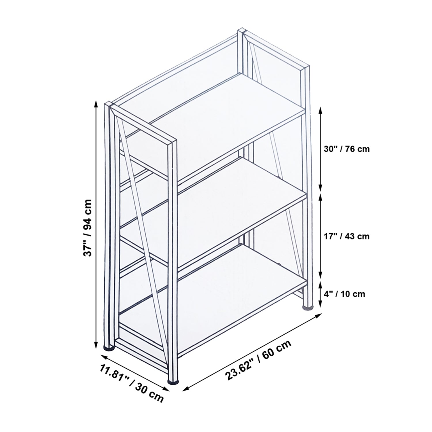 ITY International - Étagère Pliable à 3 Étages, 23.6" x37" x 11.8", Brun - Simple Boutique