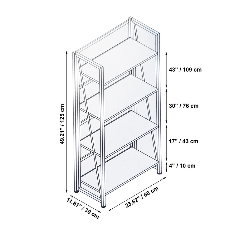 ITY International - Étagère Pliable à 4 Étages, 23.6" x37" x 11.8", Brun - Simple Boutique