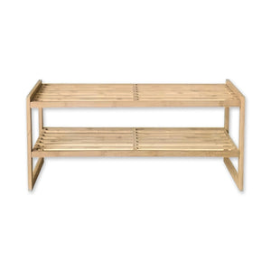 ITY International - Étagère à Chaussures en Bambou à 2 Étages, 28.5"x10.6"x28.5", Beige - Simple Boutique