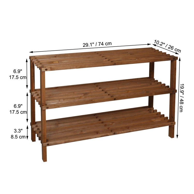 ITY International - Étagère à Chaussures en Bois à 3 Étages, 29"x10.4"x19", Brun - Simple Boutique